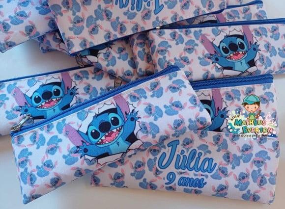 35 Estojos Slim Personalizado Stitch Tam; 19x7