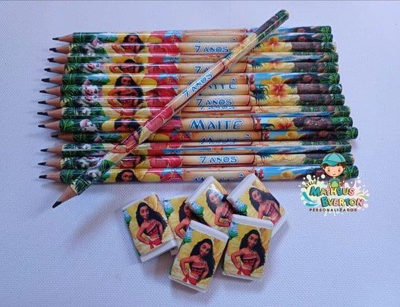 35 Kits Lápis e Borracha Personalizado Moana