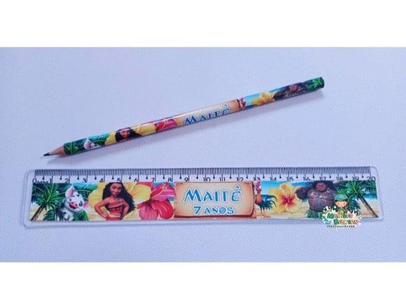 35 Kits Lápis e Régua Personalizado Moana