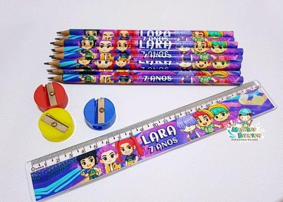 35 Kits Lápis, Régua e Apontador Guerreiras de K-pop Cute