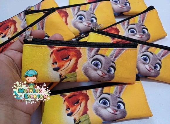 38 Estojos Slim Personalizado Zootopia Tam: 19x7cm