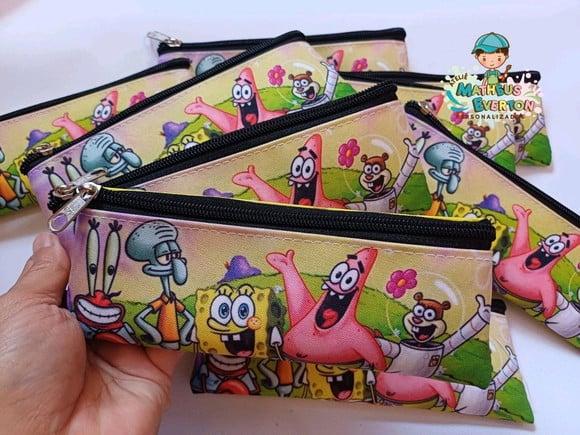 40 Estojos Slim Personalizado Bob Esponja Tam: 19x7cm