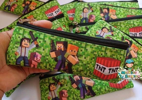 40 Estojos Slim Personalizado Minecraft Tamanho 19x7