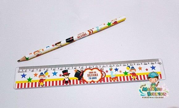40 Kits Lápis e Régua Personalizado Circo