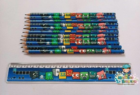 40 Kits Lápis e Régua Personalizado Geometry Dash