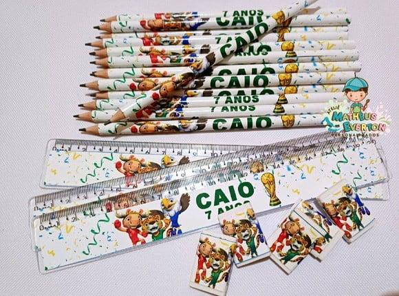 40 Kits Lápis, Régua e Borracha Mascote Copa do Mundo