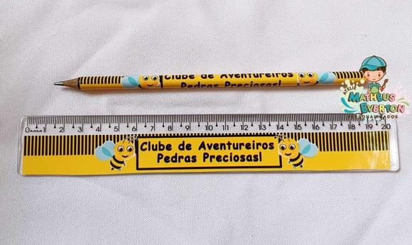 40 Lápis + 40 Réguas Personalizado Abelinha