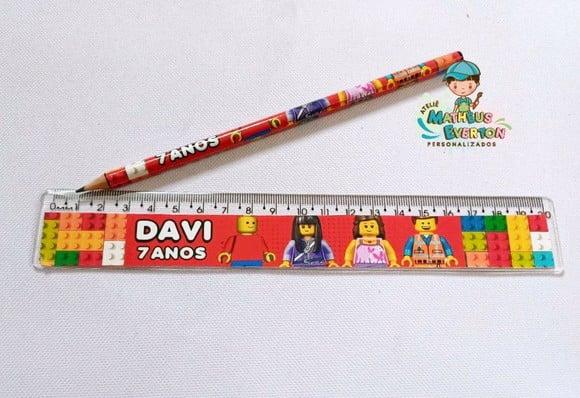 45 Kits Lápis e Régua Personalizado Lego Atu