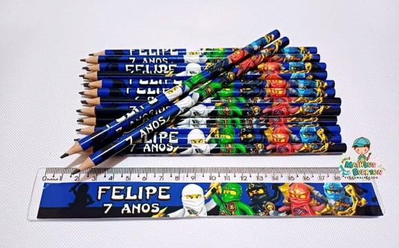 45 Kits Lápis e Régua Personalizado Ninjago