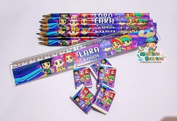 45 Kits Lápis, Régua e Borracha Guerreiras de K-pop Cute