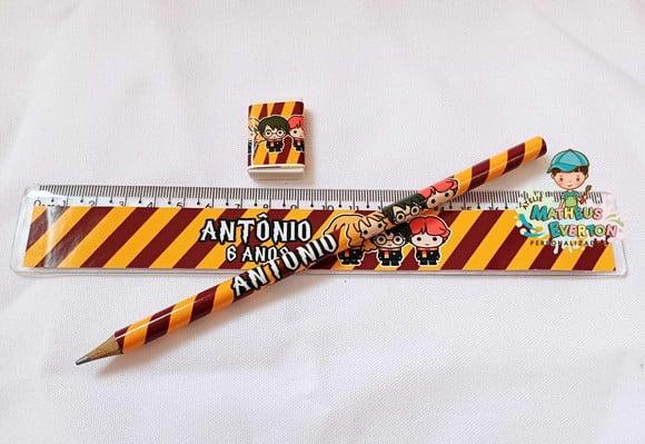 45 Kits Lápis, Régua e Borracha Personalizado Harry Potter