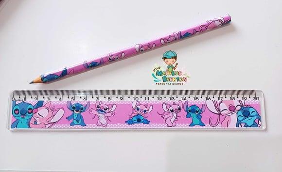 45 Lápis + 45 Réguas Personalizado Stitch