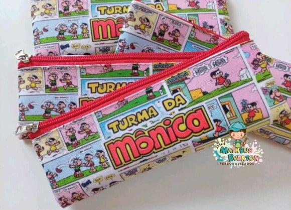 50 Estojos Slim Personalizado Turma da Mônica Tamanho 19x7