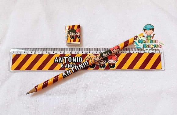 50 Kits Lápis, Régua e Borracha Personalizado Harry Potter
