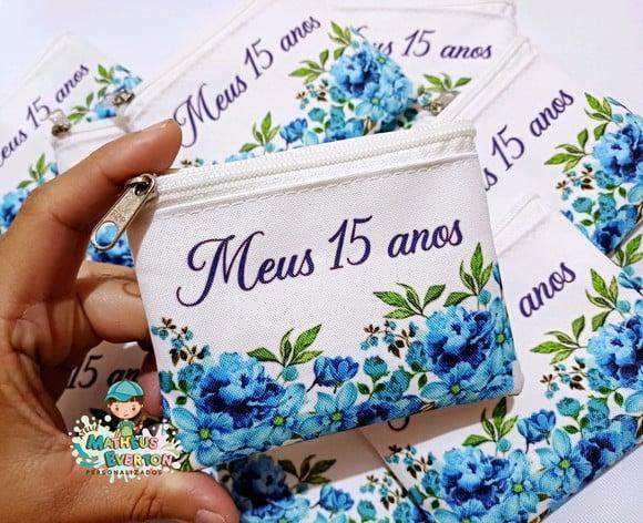 50 Porta Moedas Flores 15 Anos Tamanho: 10x12cm