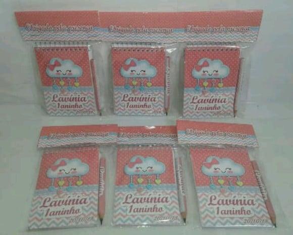 Bloquinho Personalizado Chuva de Benção + Mini Lápis