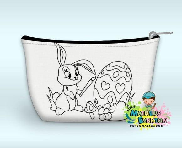 Necessaire Personalizada Coelhinho da Páscoa para Colorir