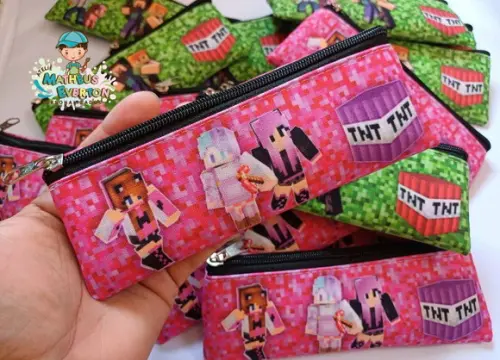 25 Estojos Slim Personalizado Minecraft Tamanho 19x7