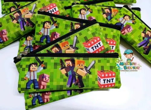 25 Estojos Slim Personalizado Minecraft Tamanho 19x7