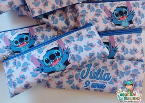 25 Estojos Slim Personalizado Stitch Tam: 19x7