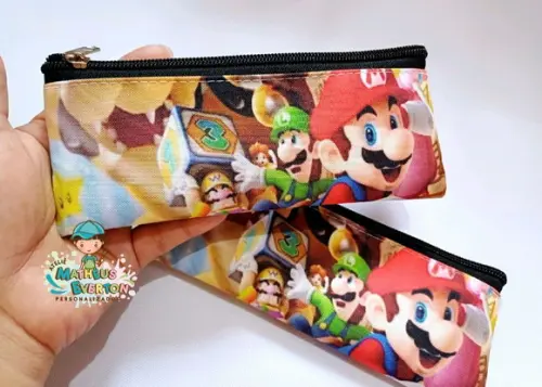 25 Estojos Slim Personalizado Super Mario Bros Tam: 19x7
