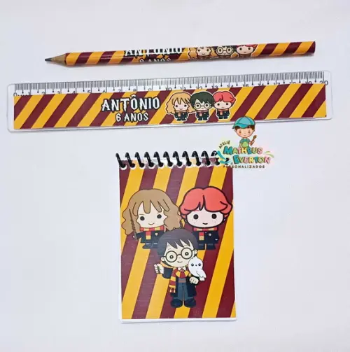 25 Kit Bloquinho, Lapis e Régua Harry Potter