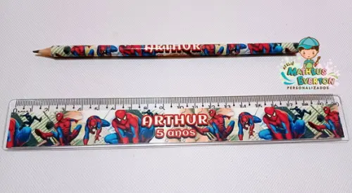 25 Kits Lápis e Régua Personalizado Homem Aranha