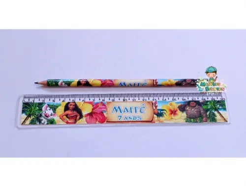 25 Kits Lápis e Régua Personalizado Moana