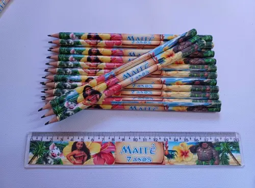 25 Kits Lápis e Régua Personalizado Moana