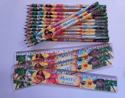25 Kits Lápis e Régua Personalizado Moana