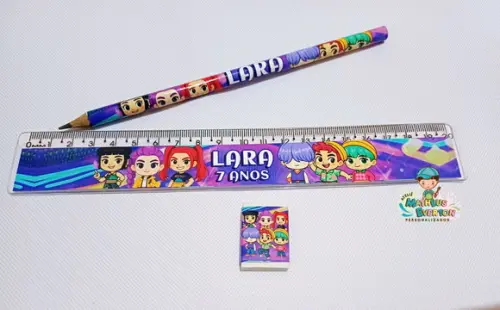 25 Kits Lápis, Régua e Borracha Guerreiras de K-pop Cute