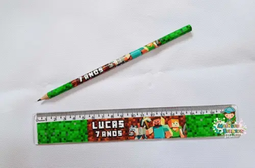 25 Lápis + 25 Réguas Personalizado Minecraft