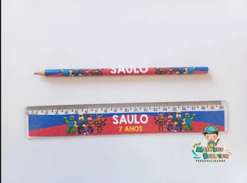 25 Lápis + 25 Réguas Personalizado Roblox