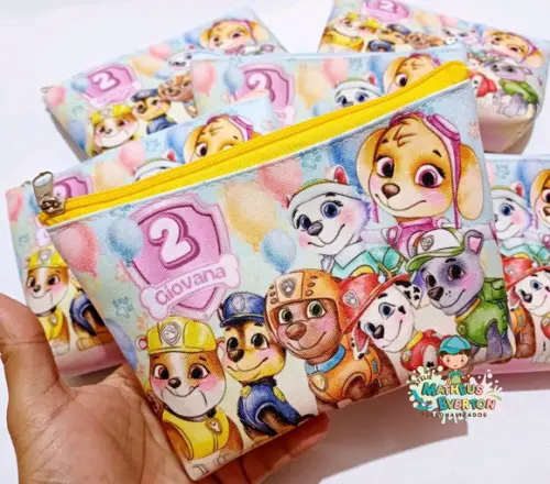 25 Necessaires Personalizada Patrulha Canina Aquarelada