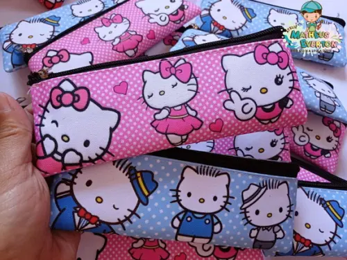 30 Estojos Slim Personalizado Hello Kitty Tam: 19x7cm