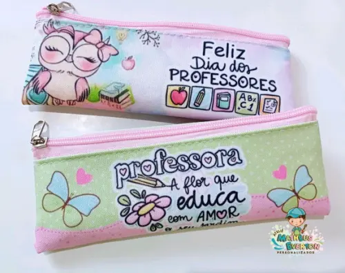 30 Estojos Slim Personalizado Professores Tamanho 19x7
