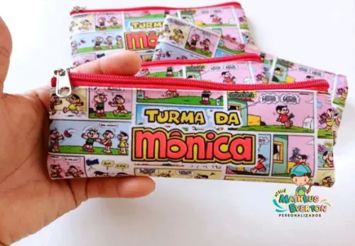 30 Estojos Slim Personalizado Turma da Mônica Tatamanho 19x7