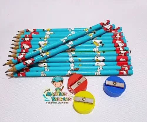30 Kits Lápis e Apontador Personalizado Snoopy
