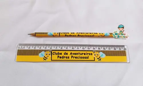 30 Kits Lápis e Régua Personalizado Abelinha