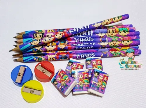 30 Kits Lápis, Borracha e Apontador Guerreiras de K-pop