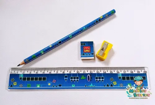 30 Kits Lápis, Borracha, Régua e Apontador Geometry Dash