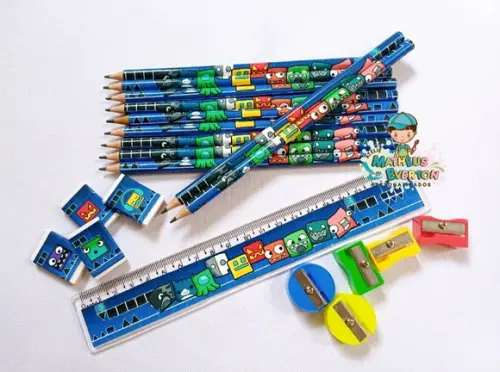 30 Kits Lápis, Borracha, Régua e Apontador Geometry Dash