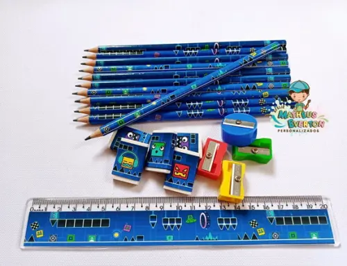 30 Kits Lápis, Borracha, Régua e Apontador Geometry Dash