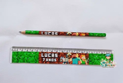 30 Lápis + 30 Réguas Personalizado Minecraft