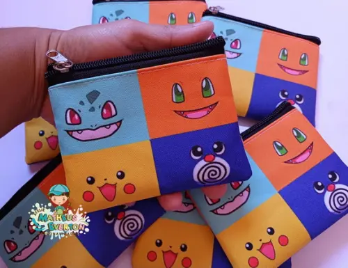 30 Porta Moedas Pokémon Tamanho: 10x12cm