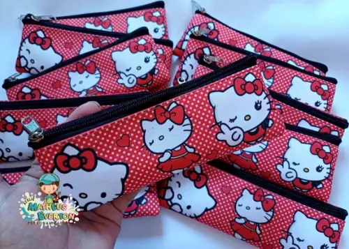 35 Estojos Slim Hello Kitty Vermelha Tam: 19x7cm