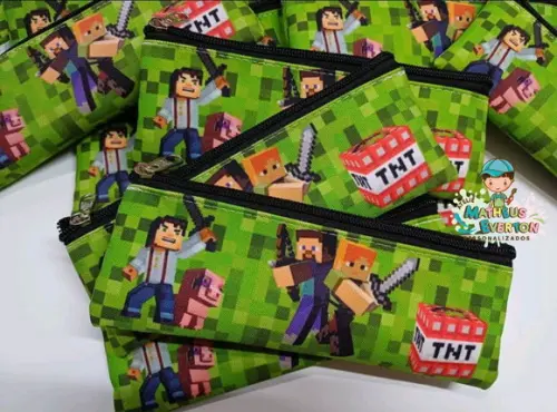 35 Estojos Slim Personalizado Minecraft Tamanho 19x7