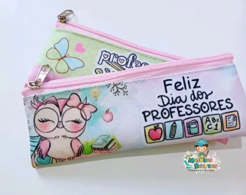 35 Estojos Slim Personalizado Professores Tamanho 19x7