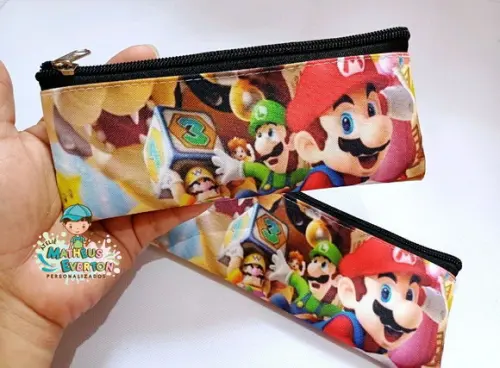35 Estojos Slim Personalizado Super Mario Bros Tam: 19x7cm