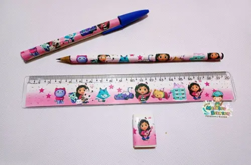 35 Kits Lápis, Caneta,regua e Borracha a Casa Mágica da Gabi